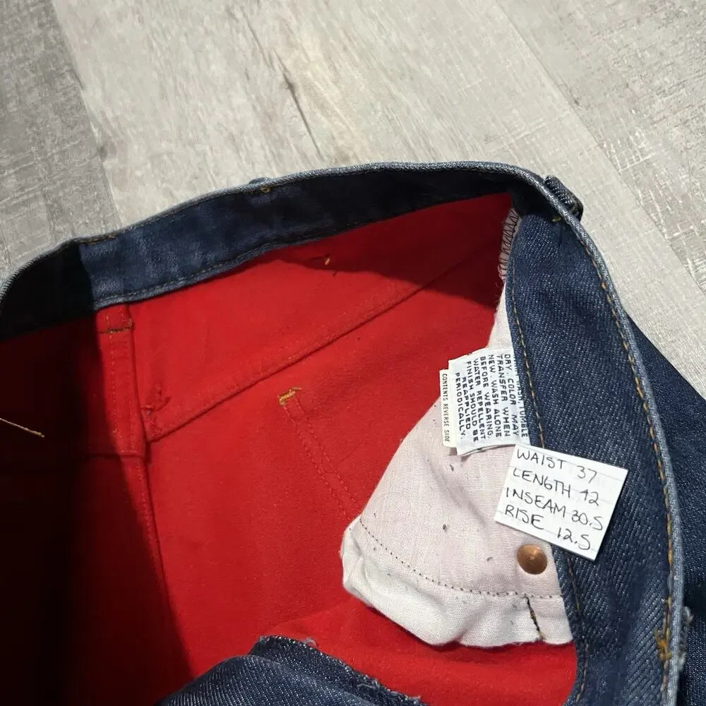VTG Levis Bootcut Jeans Mens 38x34 Red Fleece Lined Dark Wash 39103 2517 USA